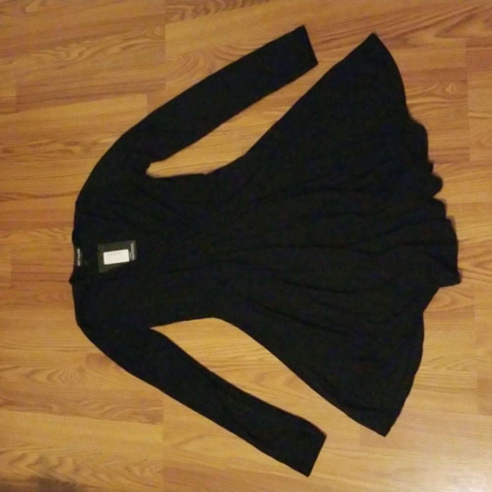 COPY - Black Jersey Wrap Longsleeve Skater Dress
